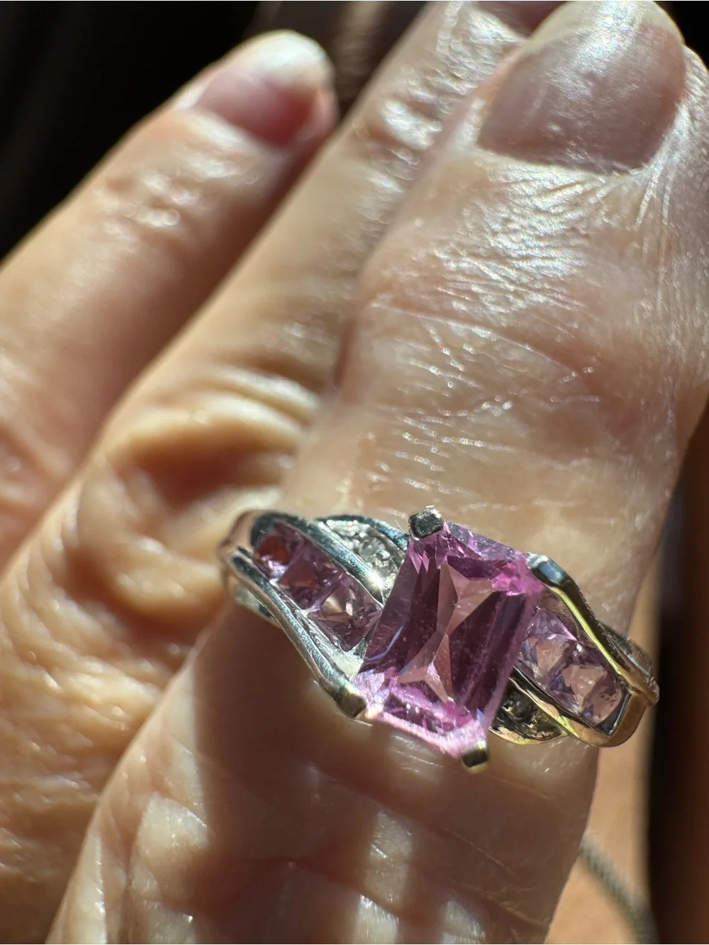 10k white gold Pink topaz and diamonds Ring - Elegant Women’s Ring